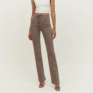 Reformation Rossi Lace Up High Rise Bootcut Jeans